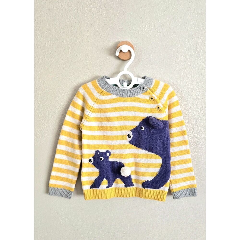 GUC Mini Boden Bear and Cub Stripe Crewneck Sweater, 3/4